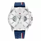 Tommy Hilfiger Multi Zifferblatt Quarz Uhr für Herren mit Marinblaues Silikonarmband - 1792239