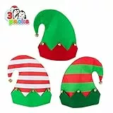 Spooktacular Creations 3er Pack Weihnachtselfen Filz bunter Hut Weihnachtsfeiertags-Party-Hüte mit Einheitsgröße passend für die meisten Unisex-Hüte für Jingle Bells Kinder, Jugendliche, Erwachsene