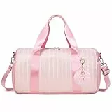 Kimwadalh Sporttasche Kinder Mädchen Ballet Tanztasche Kleine Reisetasche Gymnastiktasche mit Wasserdichter,Glitzer Streifen