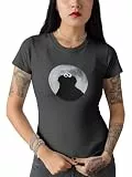 Sesamstrasse Cookie Monster in Mondlicht Damen T-Shirt Grau, Gr: 2XL