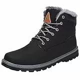 Mishansha Winterstiefel Damen Kurzschaft Stiefel Warm Gefüttert Boots Winter Frauen Schuhe Outdoor Stiefel rutschfest Schwarz Gr.38 EU