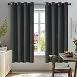 Deconovo Gardinen Blickdichte Vorhänge Verdunklungsvorhänge 2er Set H175 x B140 cm Wohnzimmer Curtains mit ösen Dunkelgrau