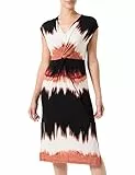 Taifun Damen Kleid Gewirke Kurzarm, überschnittene Schultern Gemustert knieumspielend Schwarz Gemustert 38