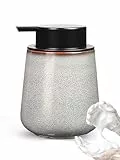 Autumnlife Seifenspender Keramik Schaumspender, 350ml Natürlichen Weiß Schaumseifenspender mit Groß Pumpenkopf, Nachfüllbarer Spülmittelspender Soap Dispenser für Küche, Bad