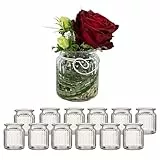 12er Set Windlichter aus Glas im Vintage Look – Teelichthalter H 9 cm für Tischdekoration, Hochzeit & stimmungsvolle Deko – Teelichtgläser