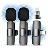 Qhot Mikrofon Handy iPhone | Bluetooth Kabellos Mini Wireless Lavalier Microphone Lightning für Ipad I Phone | Klein Ansteckmikrofon USB-C für Android Smartphone Podcast Social Media Influencer
