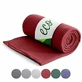 wometo Eco Fleecedecke aus 100% recyceltem Material + OekoTex geprüft 130x160 cm ca. 400 g - dunkelrot mit Anti-Pilling und Kettelrand