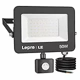 Lepro 50W LED Strahler mit Bewegungsmelder Außen, 4200LM Außenstrahler 5000K Kaltweiß Superhell Scheinwerfer, IP65 Wasserdicht Fluter, Ideale Aussenleuchte für Garten, Innenhöfe, Garage, Haus, Hotel