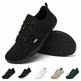Geweo Barfußschuhe Herren Barfuss Schuhe Damen Barfuß Sneaker Barefoot Shoes Fitnessschuhe Laufschuhe Walkingschuhe Turnschuhe Minimalistische Straßenlaufschuhe Weich Leicht Bequeme, Schwarz 42 EU