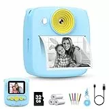 Gofunly Kinderkamera Sofortbildkamera, Sofortbildkamera Kinder 2,0 Zoll Bildschirm 1080P Videokamera Kamera Sofortdruck mit 32GB Karte & 3 Rollen Druckpapier Geschenk für Kinder 3-12 Jahren