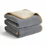 Lesure wasserdichte Hundedecke Grosse Hunde - 152x127cm Outdoor Hundedecke waschbar, Hundedecke Sofaschutz aus Sherpa Fleece, Katzendecke flauschig und weich, Grau