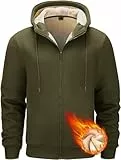 Tansozer Herren Gefütterte Winter Hoodies Sweatjacke Warme Jacken Kapuzenpullover mit Taschen (Armeegrün, M)