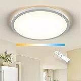 LEDYA LED Deckenleuchte Dimmbar, 18W 1600lm Deckenlampe mit Fernbedienung, 2700K-6500K Warmweiß Naturweiß Kaltweiß Lampe, IP44 Wasserfest für Badezimmer, Wohnzimmer, Balkon, Flur, Küche, Ø295×25mm
