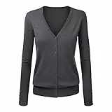 YCBMINGCAN Strickjacke Damen Elegant, Leichter Cardigan aus Feinstrick mit V-Ausschnitt, Klassischer Strickpullover mit Knopfleiste, Basic Übergangsjacke