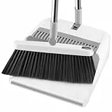 Mitclear Besen und Kehrschaufelset Set mit Langem Griff, 180° drehbare Kehrbesen Kehrmaschine und Haushalt Kehrschaufel Combo mit Aluminiumlegierung-lippe für die Reinigung von Haus, Büro, Lobby