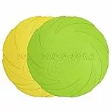 Vivifying Frisbee Hund, 2 Stück 18cm Hundefrisbee aus Natürlichem Kautschuk für Land und Wasser (Grün + Gelb)