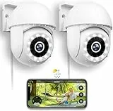 Menborn Überwachungskamera Aussen 2,4/5GHz, 2,5K Kamera Überwachung 360° mit Starlight Farb-Nachtsicht, 360° IP Kamera Outdoor mit Flutlicht, Bewegungserfassung, Funktioniert mit Alexa, 2PCS