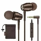 LUDOS OMNITONE Kopfhörer In Ear Kopfhörer mit Kabel und Mikrofon, 5 Jahre Garantie, In Ear Ohrhörer, 3,5 mm Klinkenstecker Earbuds, Satte Bässe Earphones, Headphones für iPhone, iPad - Braun