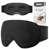 INNELO Schlafmaske für Herren Frauen, Verbesserte 3D Lichtblockierende, mit Gehörschutz, Ultraweiche und Bequem Augenmaske für Seitenschläfer, Schlafbrille mit klettverschluss, Schwarz