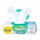 Pampers Harmonie Aqua Feuchttücher 6 Packungen mit jeweils 48 Feuchttüchern, 288 Feuchttücher, die helfen, den natürlichen pH-Wert der Haut wiederherzustellen, leichte Lotion mit 99 Prozent Wasser