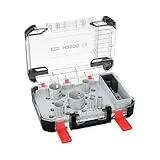 Bosch 9x PRO Multi Material Power Change Plus Lochsäge-Set – Transparentes Etui (für Weichholz, Trockenbauwand, Ø 20-64 mm, Professional Zubehör Bohrmaschine/Schrauber)