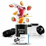 GOURMETmaxx Nutrition Mixer | Smoothie Maker mit XXL-Zubehörset | Standmixer 11-tlg. | Blender mit Rezepten, To go & Frischhaltedeckeln | Food Processor für Smoothies, Shakes & Co.
