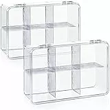 com-four® 2x Aufbewahrungsbox für Tee und Teebeutel - Teebox aus transparentem Kunststoff mit 6 Fächern - Teekiste zur Teeaufbewahrung (2 Stück - ohne Aufschrift)