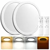 Matane -2 Stücke- LED Deckenleuchte Dimmbar mit Fernbedienung, 18W Ø22cm Deckenlampe mit 5W Nachtlicht Warm Lampen, 3000K-6500K Dimmbar Flach Panel für Schlafzimmer Kinderzimmer Flur Rund Weiß