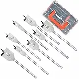 ValueMax Holzbohrer-Set mit Flachbohrern, 55-tlg., Bit- und Bohrer-Set mit Sechskantschaft für schnellen Wechsel, geeignet für Holz-, Metall- und Betonbohrungen, inkl. robustem Kunststoffkoffer