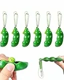 FUGLUS 6 Stück Quetschbohnen Schlüsselanhänger Squishy Erbsenkapsel,Squishy Sojabohnen Anhänger Spielzeug bringen Spaß Schlüsselanhänger Handykette Tasche Anhänger für Kinder reduziert