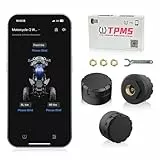 Moman Motorrad TPMS 3 Sensoren Reifendruck-Kontrollsystem mit App, Reifendruck & Temperatur Monitor mit Alarmfunktion, Nur iOS & Android Kompatibel​​