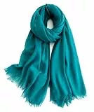 KARMA.DIEM Premium Sommerschal Damen – Seidig Weicher Schal 100% Polyester mit Soft Satin Finish – 180x65 cm – Leicht, Schimmernd & Elegant – Luxuriöses Halstuch für Frühling & Sommer - Turquoise #35