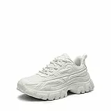 DREAM PAIRS Damen-Sneaker mit klobiger, lässiger Plateausohle,Size 41.5,Weiss,SDFN2368W
