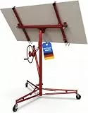 Werkthor XXL Plattenheber bis max. 68 kg - Höhe 140-350 cm - Plattenheber Trockenbau für Rigipsplatten & Gipskartonplatten - Rigips Plattenheber mit 3 Räder & Feststellbremse (Rot)