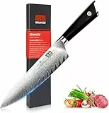 SHAN ZU Damast Kochmesser 21cm, Japanisch 10Cr15CoMoV Damastmesser Stahl 67-Schicht Twill Muster Küchenmesser Professional High Carbon Sharp Messer mit G10 Griff/Geschenkbox - GYO Series