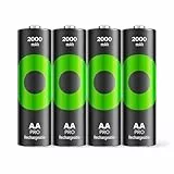 GP ReCyko PRO AA Akku 2000mAh NiMH, 1,2V, 4 Stück wiederaufladbare Batterien AA, entwickelt für optimale Leistung bei stromintensiven Geräten, bis zu 1500 Ladezyklen