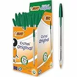 BIC 8373629 Kugelschreiber Cristal Medium, 50 Kulis in Grün fürs Büro, Strichstärke 0,4 mm, Dokumentenecht, 1 Stück (50er Pack)