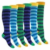 Footstar Damen Herren Kniestrümpfe geringelt (6 Paar) Rio 35-38