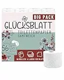 Glücksblatt Toilettenpapier SAMTWEICH mit Vanilleduft, 4-lagig, 56 Rollen x 130 Blatt, 100% Zellstoff, superweiches Klopapier mit Glücks-Prägung, WC Papier, Verpackung aus mind. 30% PCR