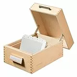 HAN Holz-Karteikasten für 900 DIN A6 quer Karteikarten inkl. 1 Metallblattstütze, mit Beschriftungsfeld und Metallboden, FSC zertifiziertes Holz, hochwertige premium Qualität, 506, Naturholz