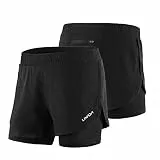 Lixada 2-in-1-Laufhose für Damen Schnell trocknend Atmungsaktiv Aktiv-Training Jogging-Radsport-Shorts mit längerem Innenschuh