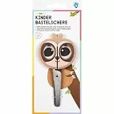 folia 773 - Kinder Bastelschere SLOTH, ca. 16 cm, Kinderschere mit Faultiermotiv und Linealprägung, rostfrei mit abgerundeten Ecken, für Rechtshänder