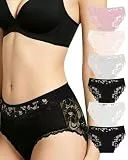 POWER FLOWER Damen Baumwolle Spitze Slip Multipack – Mittelhoher Bund, Vollständige Abdeckung – Weiche und Bequeme Alltagsunterwäsche (XL, 6470)
