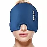 ONLYCARE Migräne Maske, Upgraded Migräne Kühlmaske Schlafmaske Kühlmütze Kühlhaube 360° Gel Surround kühlpads zur Linderung von Migräne, Kopfschmerzen
