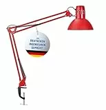 Maul Schreibtischlampe MAULstudy | Verstellbare Klemmleuchte mit Gelenkarm für Büro und Schreibtisch | Elegante Schreibtischlampe LED aus Metall | Exklusive LED-Leuchtmittel | Rot
