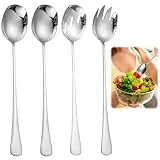 4 Stück Salatbesteck Edelstahl,Göffel 28 cm Tischbesteck für Familie, Hotels, Restaurants,Hotels,Party(Silber), spülmaschinengeeignet