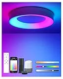 Matane Smart LED Deckenleuchte Dimmbar, 24W RGB Deckenlampe mit APP Steuerung & Fernbedienung, Kompatibel mit Alexa & Google Assistant, Licht für Schlafzimmer Kinderzimmer Wohnzimmer Rund Weiß 28cm