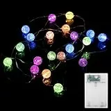 Kaleora Lichterkette Kristallkugeln, 3 Meter, 30 LED Bunte Perlen, Lichterkette Kristall Kugeln Batteriebetrieben, Kristall Crackle Kugeln Lichterketten für Weihnachten, Geburtstag, Party