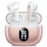 ZZU Bluetooth Kopfhörer, Kopfhörer Kabellos Bluetooth 5.4,2026 in Ear Kopfhörer mit 4 ENC Noise Cancelling Mic, LED Anzeige & 48 Std Spielzeit, HiFi Tiefer Bass, Wasserdicht Sports Earbuds Rosa