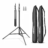 Walimex pro Lichtstativ WT-806 2er-Set bis 256 cm Höhe, Blitzstativ mit Federdämpfung inkl. 3/8' Adapter & Taschen, Lampenstativ bis 6 kg, Studiostativ für Ringlicht, Reflektor, Blitz & Video